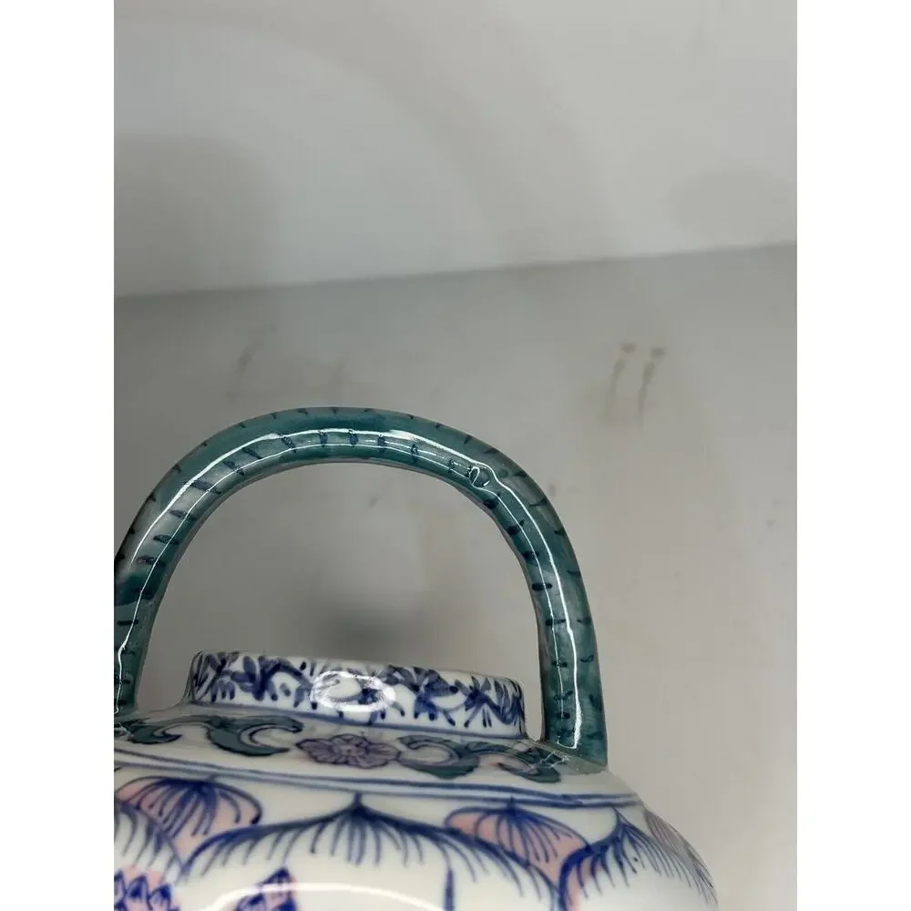 Vintage Chinese Multi Color Floral Lotus Porcelain Teapot Mini Decorative 5